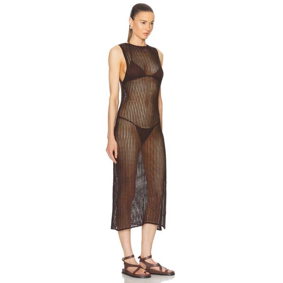 HAIGHT. Luciana Dress in Brauna Brown Beach Cover Up - Picture 2 of 3